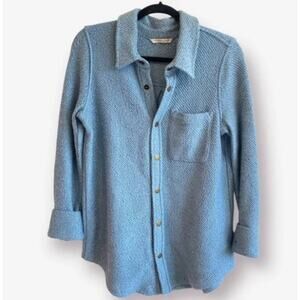 Soft Surroundings Blue Woven Snap Shacket size XS